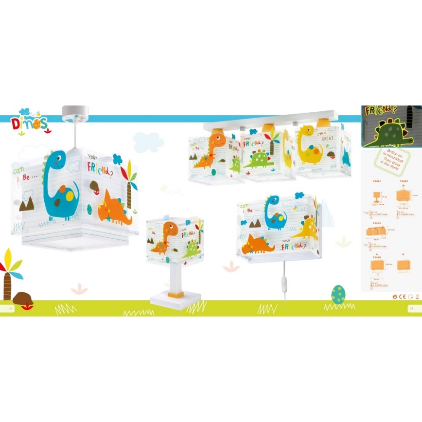 Dalber D-73452 - Lasten kattokruunu DINOS 1xE27/60W/230V
