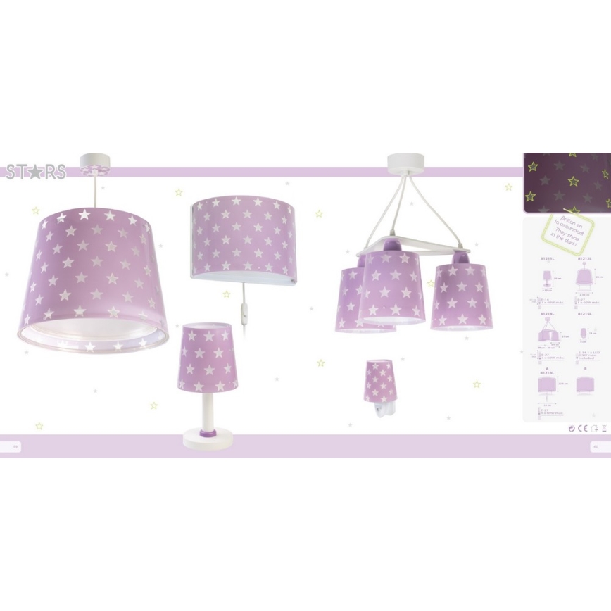 Dalber D-81212L - Lasten riipuskattokruunu narulla STARS 1xE27/60W/230V