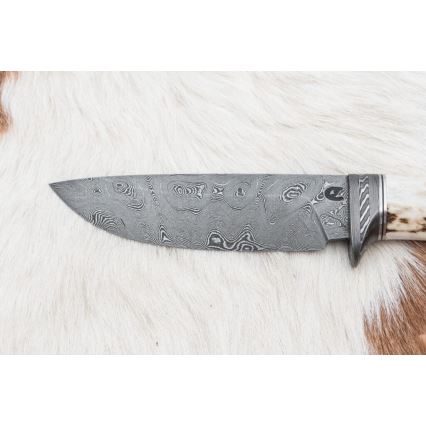 Damaskos metsästysveitsi 11,8 cm saksanpähkinä/poronsarvet