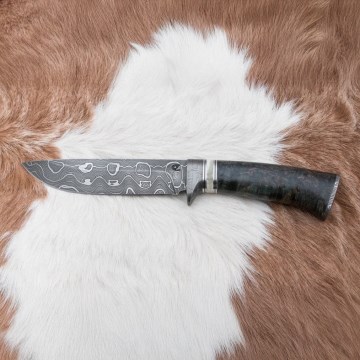 Damaskos metsästysveitsi 13,8 cm Koivu/kamelin luu