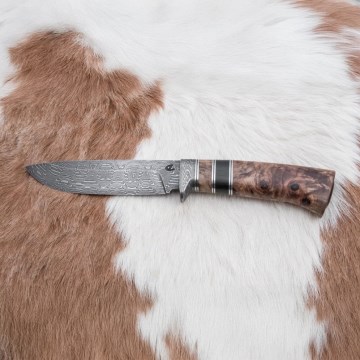 Damaskos metsästysveitsi 13 cm poppeli/eebenpuu