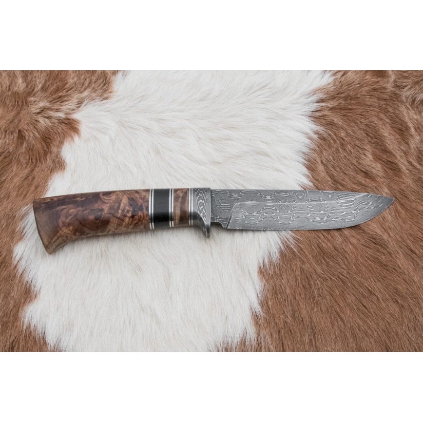 Damaskos metsästysveitsi 13 cm poppeli/eebenpuu
