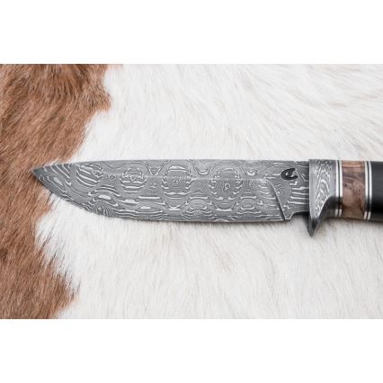 Damaskos metsästysveitsi 13 cm poppeli/eebenpuu