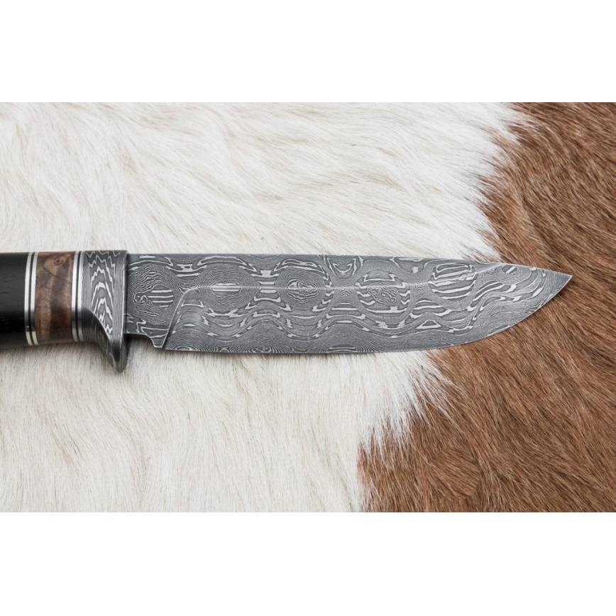 Damaskos metsästysveitsi 13 cm poppeli/eebenpuu