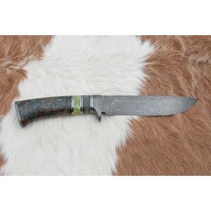 Damaskos metsästysveitsi 14,5 cm leppä/serpentinit
