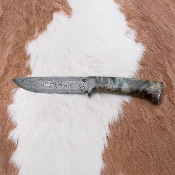 Damaskos metsästysveitsi 14 cm kastanjapuu