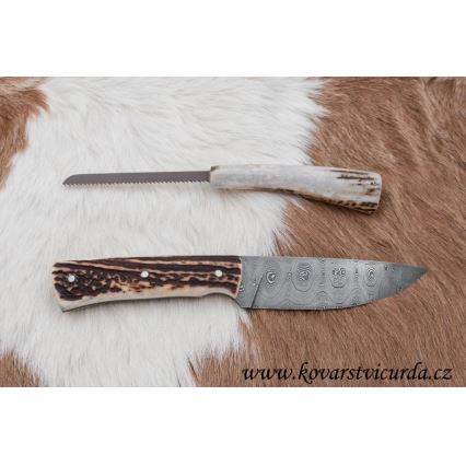 Damaskos metsästysveitsi minisahalla 11 cm poronsarvet