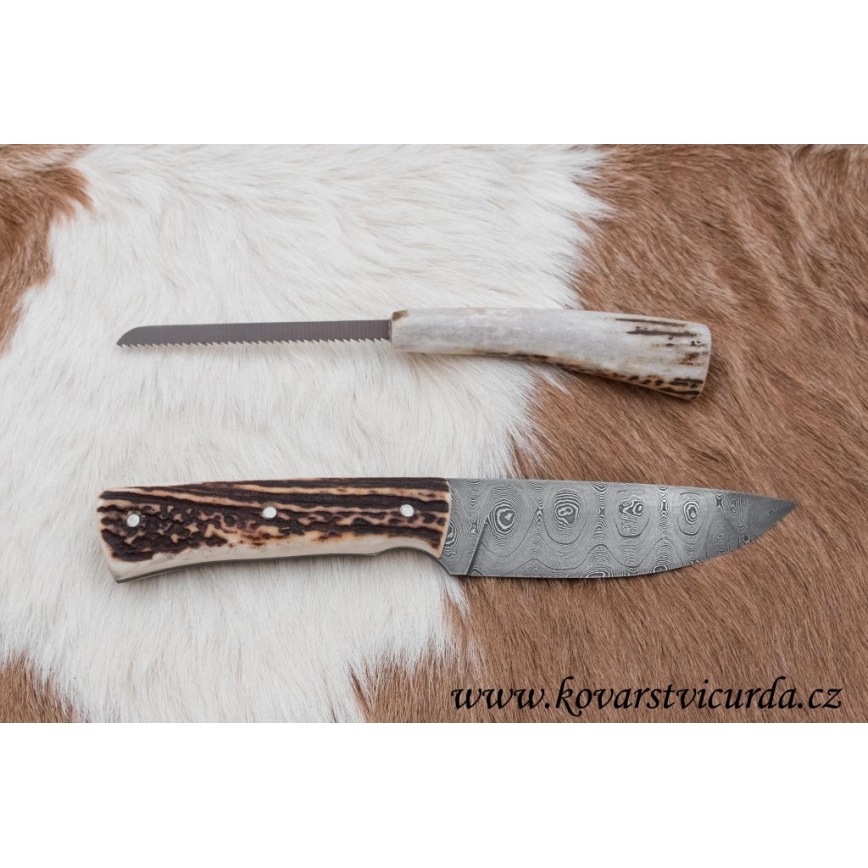 Damaskos metsästysveitsi minisahalla 11 cm poronsarvet
