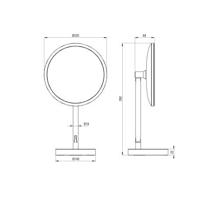 Deante ADI_Z812 - LED-ladattava kylpyhuoneen meikkipeili SILIA LED/5V 5000 mAh 2700-6500K IP44