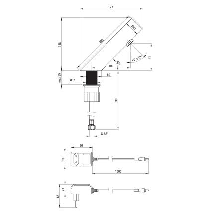 Deante BQR_P28V - Kosketusvapaa altaan hana SENSE 230/6V kiillotettu teräs