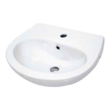 Deante CDJ_6U4W - Seinäkiinnitteinen pesuallas hana-aukolla JASMIN 45,7x36,4 cm keramiikka/valkoinen