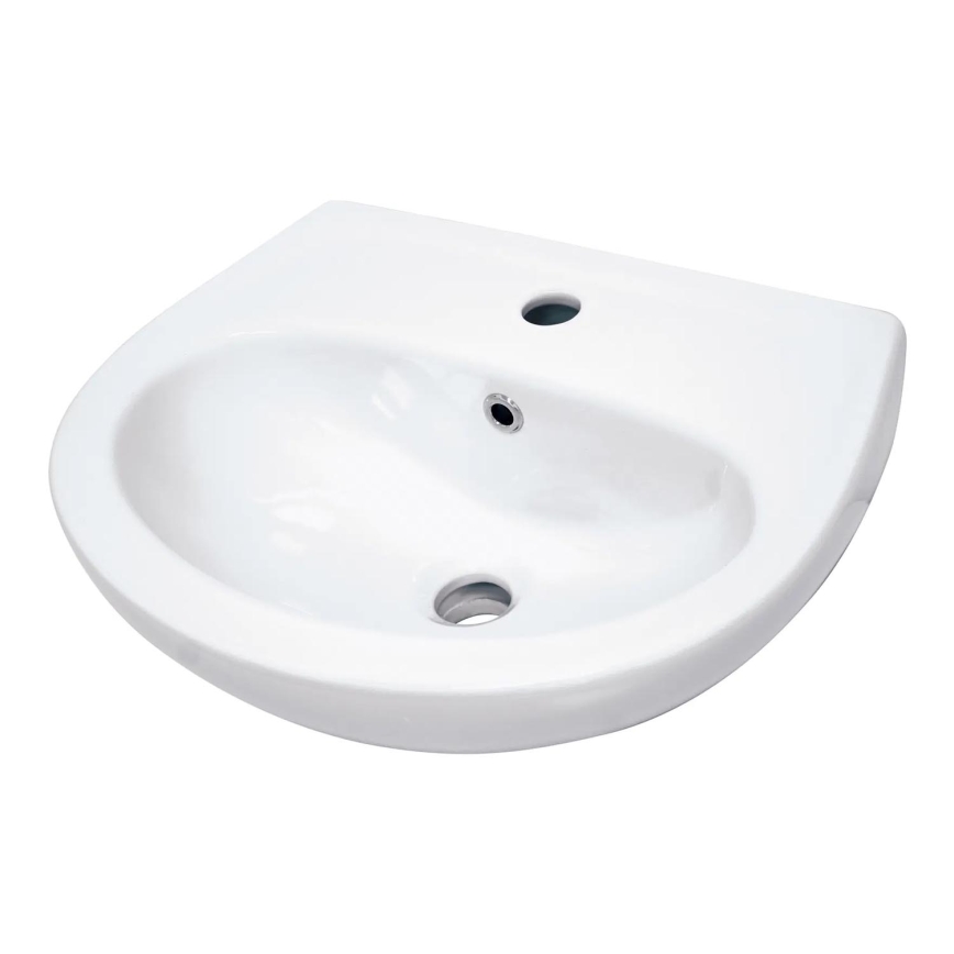 Deante CDJ_6U4W - Seinäkiinnitteinen pesuallas hana-aukolla JASMIN 45,7x36,4 cm keramiikka/valkoinen