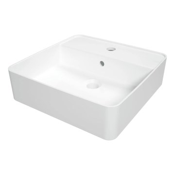 Deante CGS_6U4B - Tasoon asennettava pesuallas, jossa hana-aukko SQUARE 42x42 cm keramiikka/valkoinen