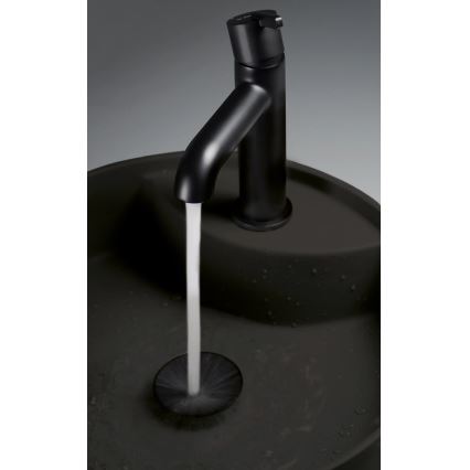 Deante CQS_NU4B - SILIA tasolle asennettava pesuallas, hanan asennusreiällä, halkaisija 36 cm, graniitti/musta