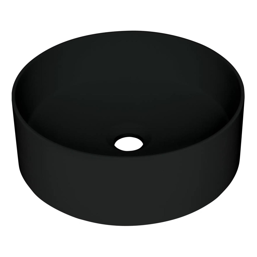 Deante CQS_NU4S - Tason päälle asennettava pesuallas SILIA Ø 36 cm, graniitti/musta