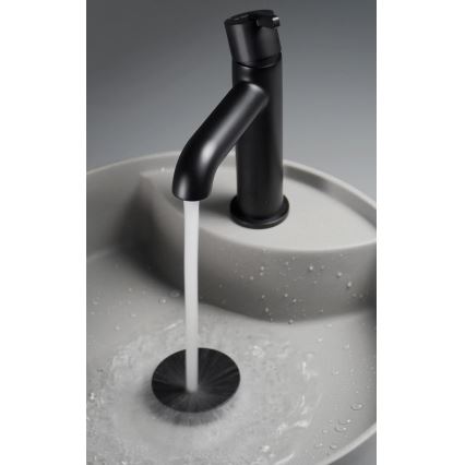 Deante CQS_SU4B - Tason päälle asennettava SILIA-pesuallas hanan reiällä, Ø 36 cm, graniitti/metallinhohtoinen harmaa