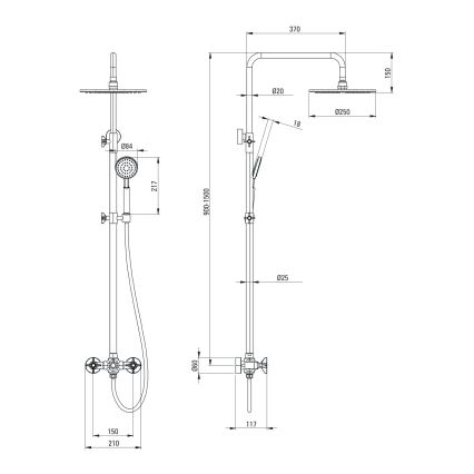 Deante NAC_N4QT - Suihkusetti TEMISTO-hanalla, musta