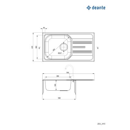 Deante ZEX_0113 - Keittiön pesuallas XYLO 43,5x78 cm satiini