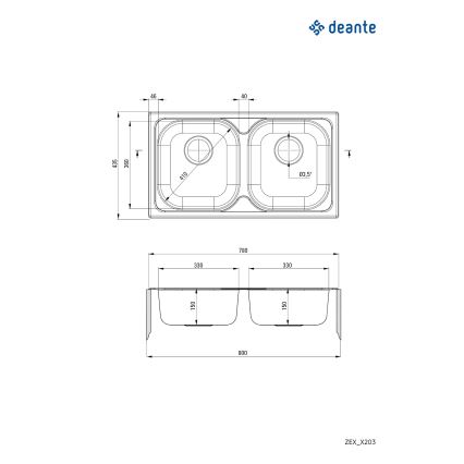 Deante ZEX_0203 - Keittiön pesuallas XYLO 43,5x78 cm satiini