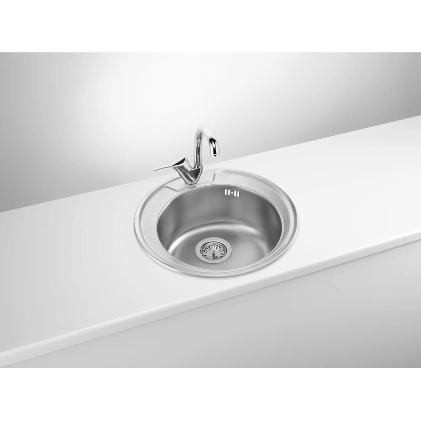 Deante ZHC_0813 - Keittiön pesuallas TWIST halkaisija 49 cm satiini