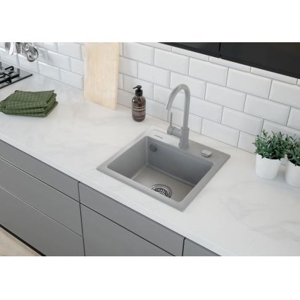 Deante ZQZ_S103 - Keittiöallas ZORBA 44x44 cm graniitti/metallinhohtainen harmaa