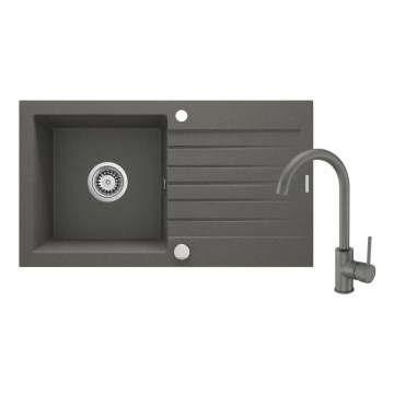Deante ZQZVT113 - Keittiön pesuallas ZORBA 76x44 cm + pesualtaan hana graniitti/metallinen antrasiitti