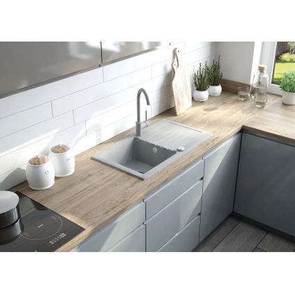 Deante ZQZVT113 - Keittiön pesuallas ZORBA 76x44 cm + pesualtaan hana graniitti/metallinen antrasiitti