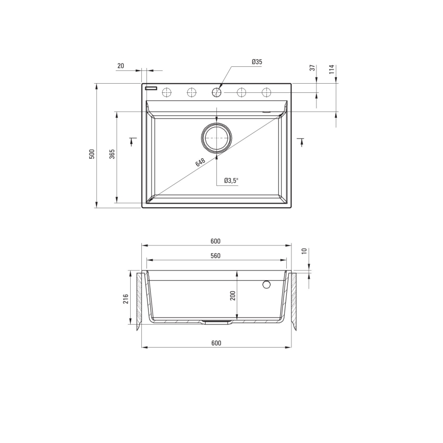 Deante ZRC_210A - Keittiön pesuallas CORIO 50x60 cm graniitti/grafiitti