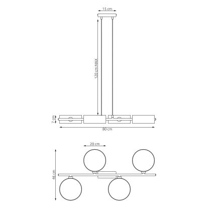 DRUMZ-riippuvalaisin vaijerilla 4xE14/10W/230V, harmaa