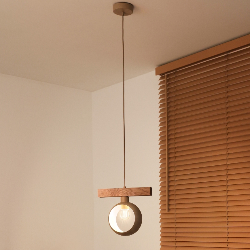 Duolla - IRONLINE-riippuvalaisin johdolla 1xE27/15W/230V, mänty/tammi/beige
