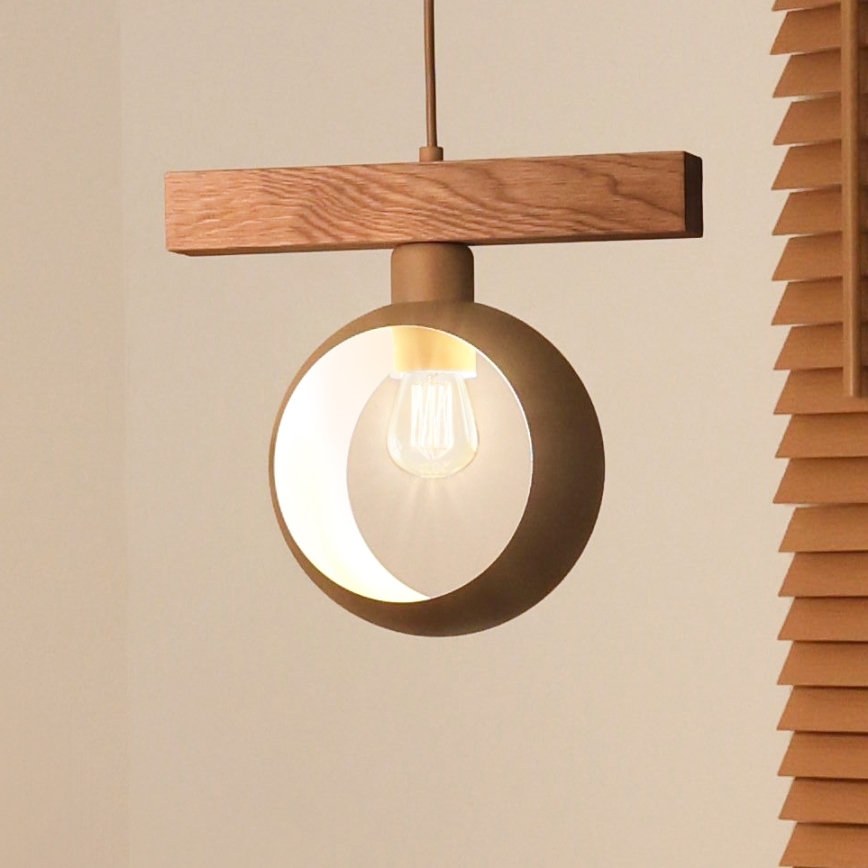 Duolla - IRONLINE-riippuvalaisin johdolla 1xE27/15W/230V, mänty/tammi/beige