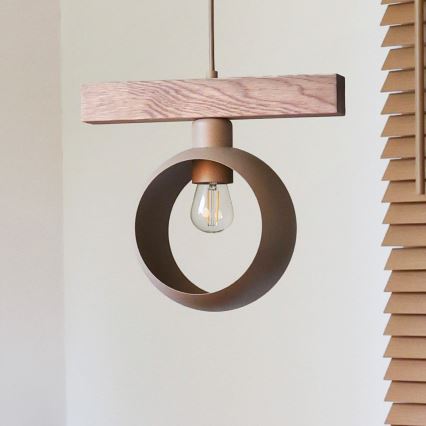 Duolla - IRONLINE-riippuvalaisin johdolla 1xE27/15W/230V, mänty/tammi/beige
