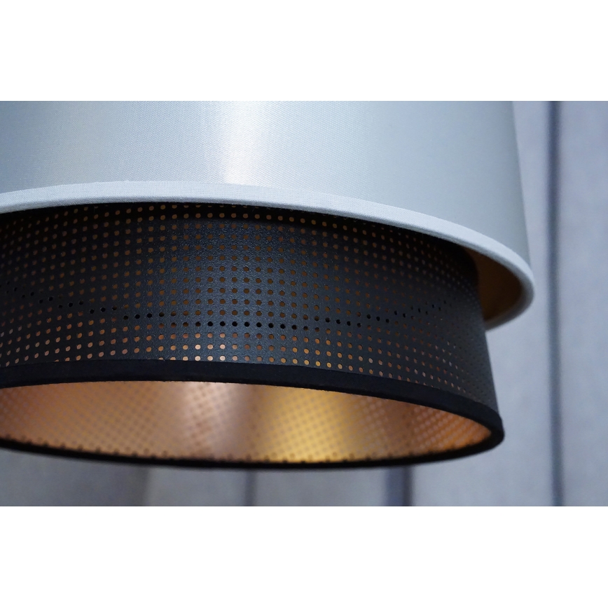 Duolla - Kattokruunu johdossa BELL SHINY 1xE27/15W/230V halkaisija 25 cm hopea/musta