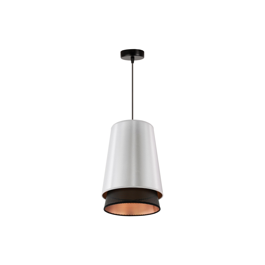 Duolla - Kattokruunu johdossa BELL SHINY 1xE27/15W/230V halkaisija 25 cm hopea/musta