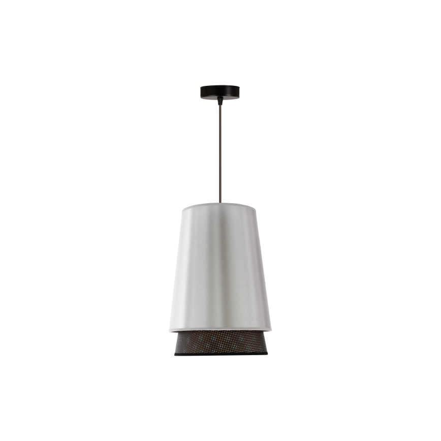 Duolla - Kattokruunu johdossa BELL SHINY 1xE27/15W/230V halkaisija 25 cm hopea/musta
