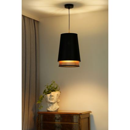 Duolla - Kattokruunu johdossa BELL SHINY 1xE27/15W/230V halkaisija 25 cm musta/kupari