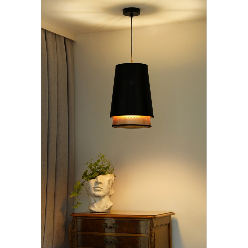 Duolla - Kattokruunu johdossa BELL SHINY 1xE27/15W/230V halkaisija 25 cm musta/kupari