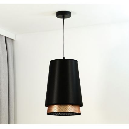 Duolla - Kattokruunu johdossa BELL SHINY 1xE27/15W/230V halkaisija 25 cm musta/kupari