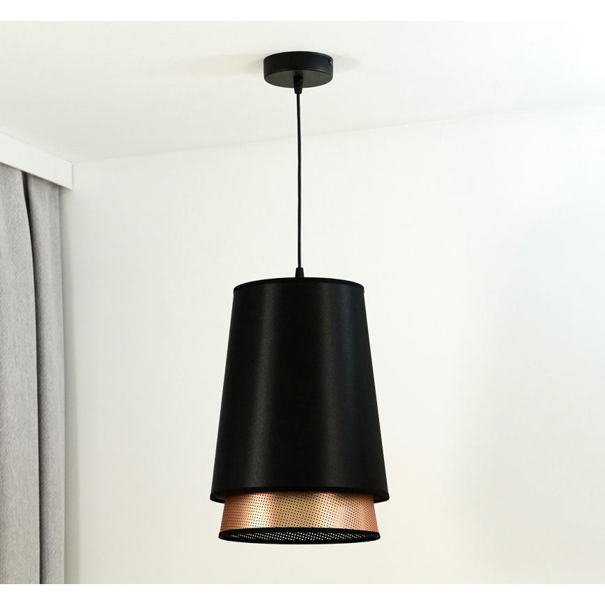 Duolla - Kattokruunu johdossa BELL SHINY 1xE27/15W/230V halkaisija 25 cm musta/kupari