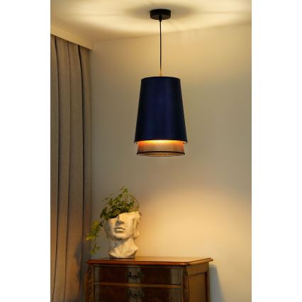 Duolla - Kattokruunu johdossa BELL SHINY 1xE27/15W/230V halkaisija 25 cm sininen/kupari