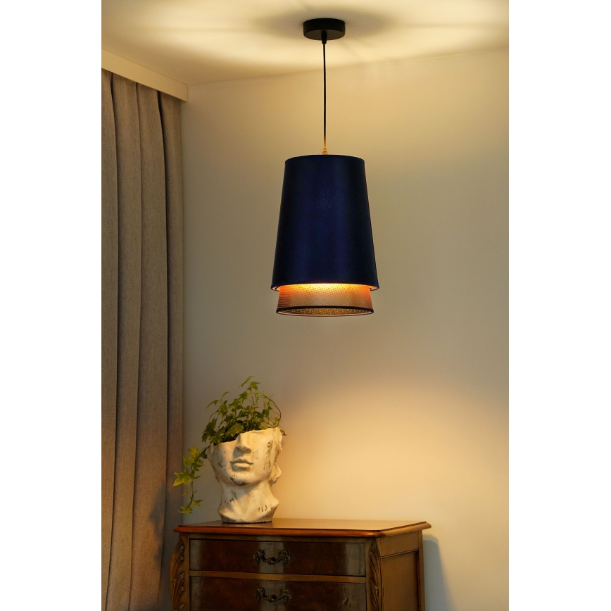 Duolla - Kattokruunu johdossa BELL SHINY 1xE27/15W/230V halkaisija 25 cm sininen/kupari