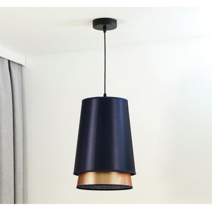 Duolla - Kattokruunu johdossa BELL SHINY 1xE27/15W/230V halkaisija 25 cm sininen/kupari