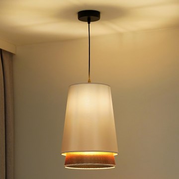 Duolla - Kattokruunu johdossa BELL SHINY 1xE27/15W/230V halkaisija 25 cm valkoinen/kupari