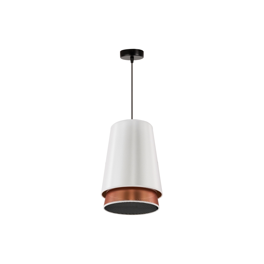 Duolla - Kattokruunu johdossa BELL SHINY 1xE27/15W/230V halkaisija 25 cm valkoinen/kupari