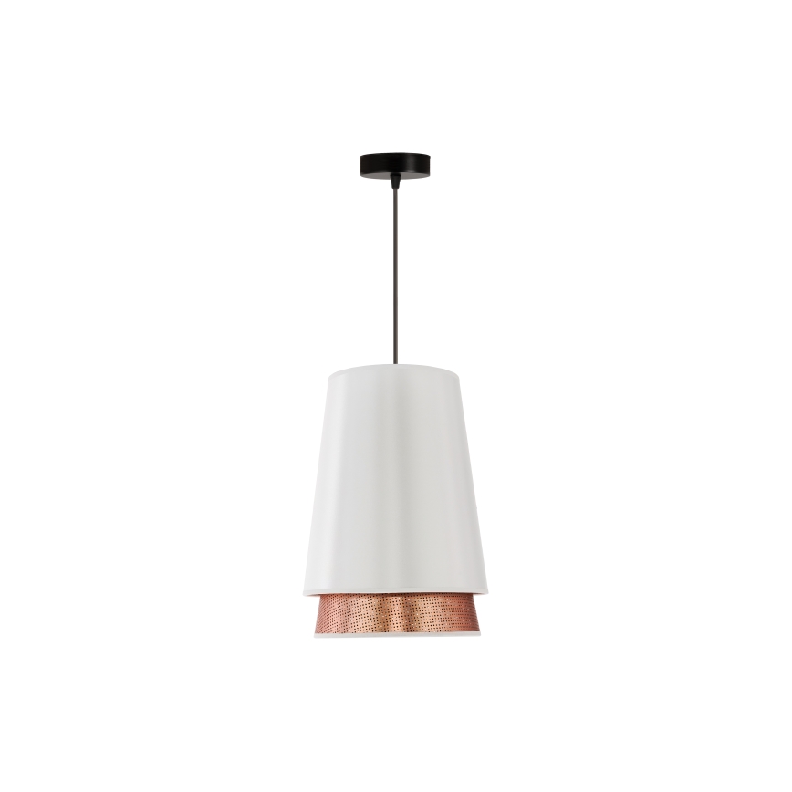 Duolla - Kattokruunu johdossa BELL SHINY 1xE27/15W/230V halkaisija 25 cm valkoinen/kupari