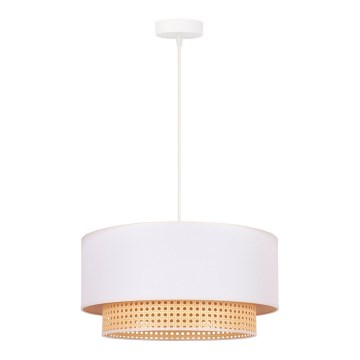 Duolla - Kattokruunu johdossa BOHO 1xE27/15W/230V d. 45 cm kerma/rottinki