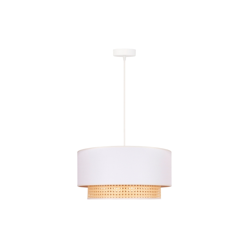 Duolla - Kattokruunu johdossa BOHO 1xE27/15W/230V d. 45 cm kerma/rottinki
