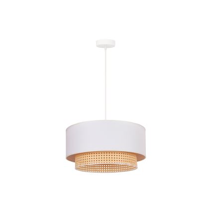 Duolla - Kattokruunu johdossa BOHO 1xE27/15W/230V d. 45 cm kerma/rottinki