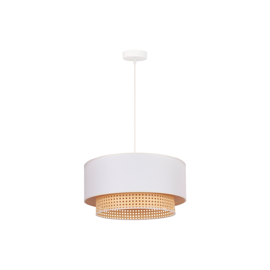 Duolla - Kattokruunu johdossa BOHO 1xE27/15W/230V d. 45 cm kerma/rottinki
