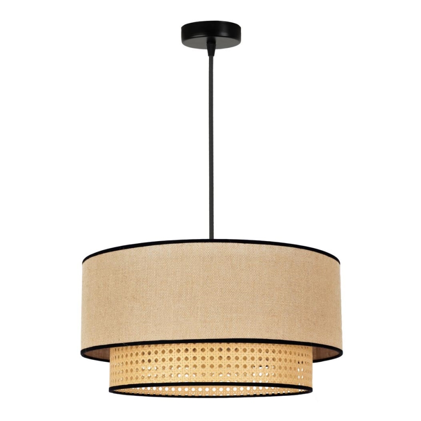Duolla - Kattokruunu johdossa BOHO 1xE27/15W/230V halkaisija 45 cm beige/rottinki
